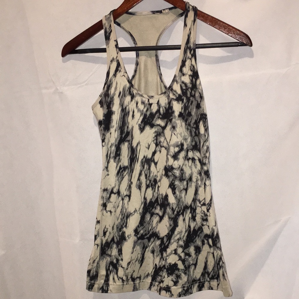 Lululemon Athletica Marble Print Black And Tan Tank Top